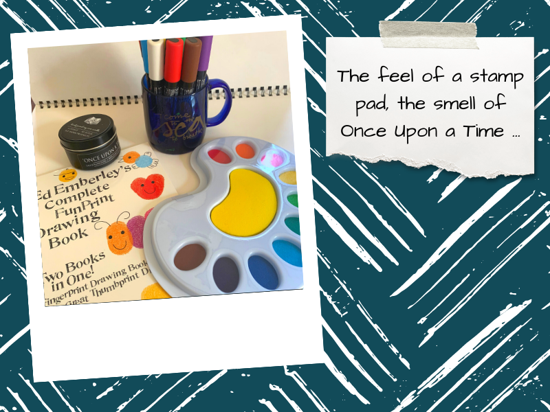 Fingerprint stamp pad, candle, and markers